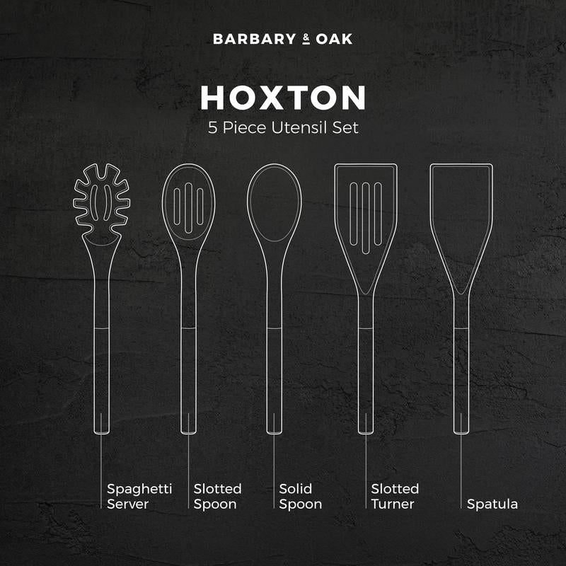 Hoxton 5 Piece Utensil Set with Holder Ash Wood