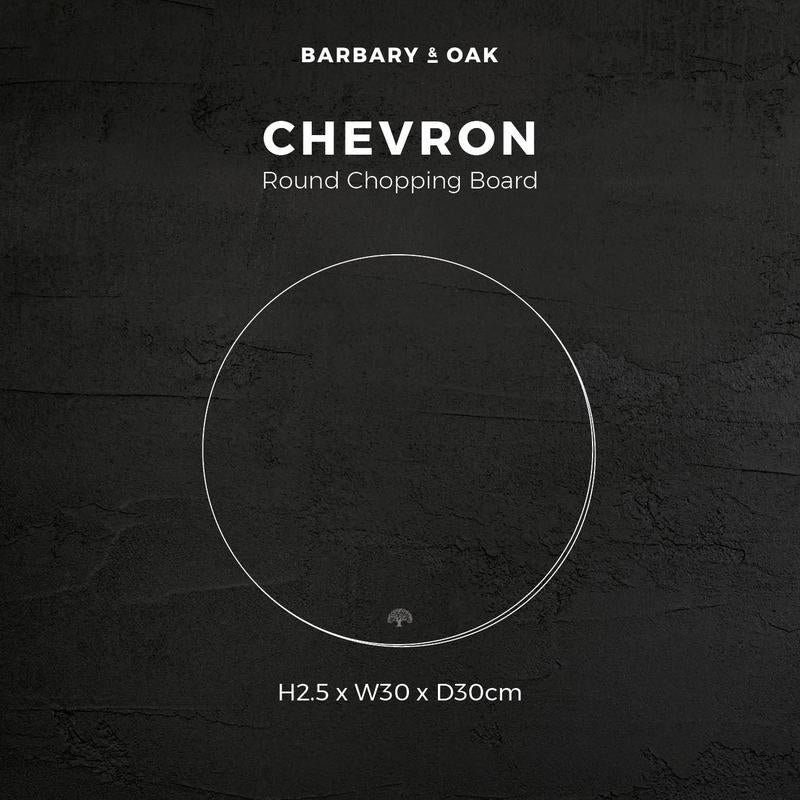 Barbary Oak Round Acacia Chevron Chopping Board - BO847023