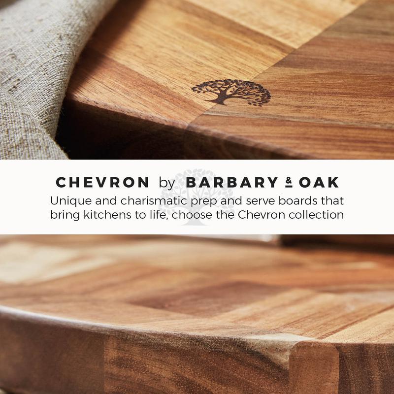 Barbary Oak Round Acacia Chevron Chopping Board - BO847023