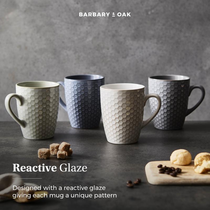 Barbary Oak Reef Honeycomb Mug Set of 4 Reactive Glaze - BO874013