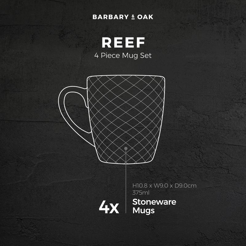 Barbary Oak Reef Honeycomb Mug Set of 4 Reactive Glaze - BO874013