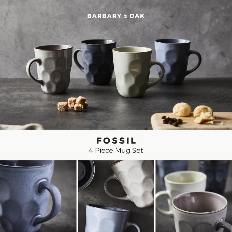 Barbary Oak Fossil Mug Set of 4 Reactive Glaze - BO874016
