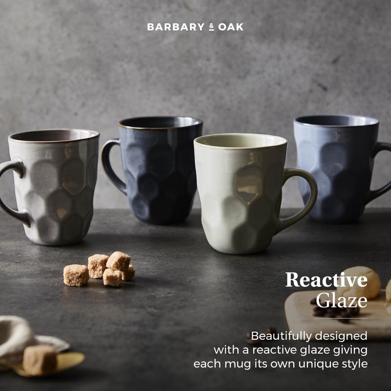 Barbary Oak Fossil Mug Set of 4 Reactive Glaze - BO874016