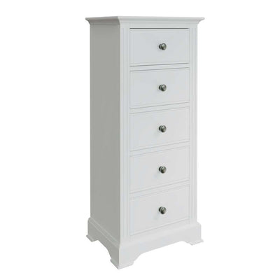 Essentials	BP Bedroom - White 5 Drawer Narrow Chest