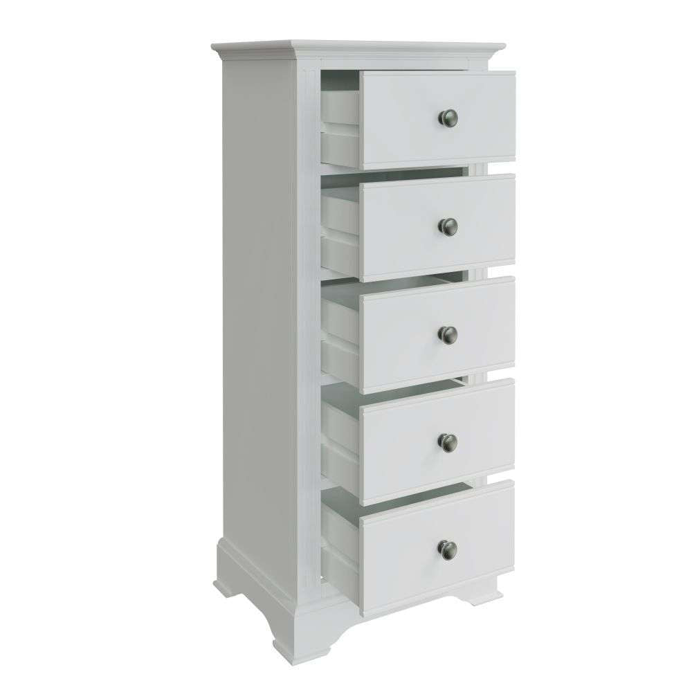 Essentials	BP Bedroom - White 5 Drawer Narrow Chest