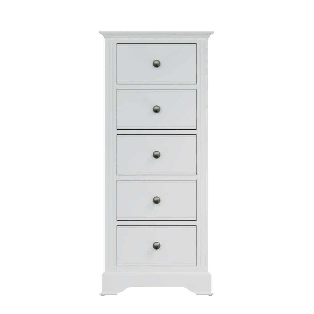 Essentials	BP Bedroom - White 5 Drawer Narrow Chest