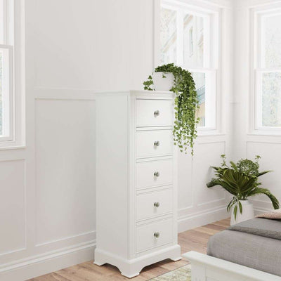 Essentials	BP Bedroom - White 5 Drawer Narrow Chest