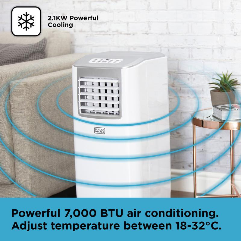 BLACK+DECKER Portable 7000 BTU 3-in-1 Air Conditioner White - BXAC40005GB