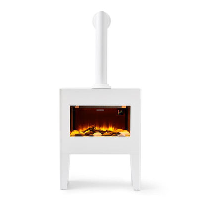 BLACK+DECKER 1.8KW Log Effect Fireplace with Chimney White