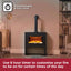 BLACK+DECKER 1.8KW Log Effect Fireplace with Chimney Black