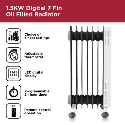 BLACK+DECKER 1.5KW Digital Oil Filled Radiator - BXRA43011GB