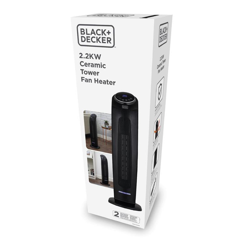 BLACK+DECKER 2.2KW Ceramic Tower Fan Heater Black
