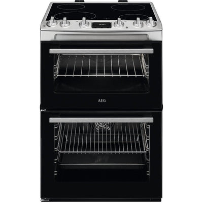 AEG 5000 SurroundCook Electric Cooker with Ceramic Hob, Double Oven, 73L, Stainless Steel – CCX6540ACM