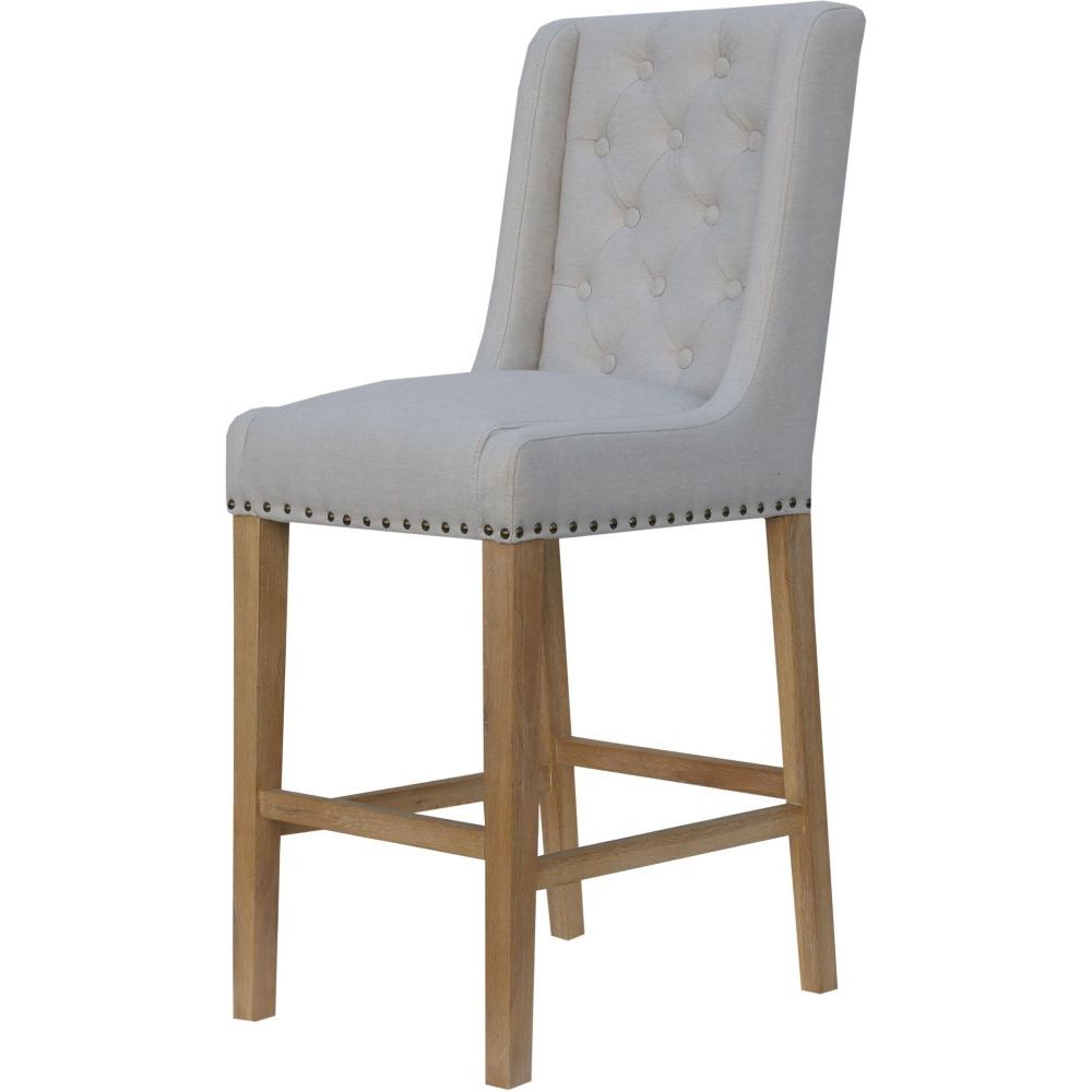 Essentials	Chair Collection - Button back stool with studs
