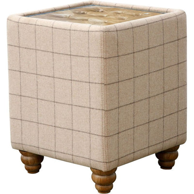 Essentials	Chair Collection - Button Top Side Table with Glass Inlay
