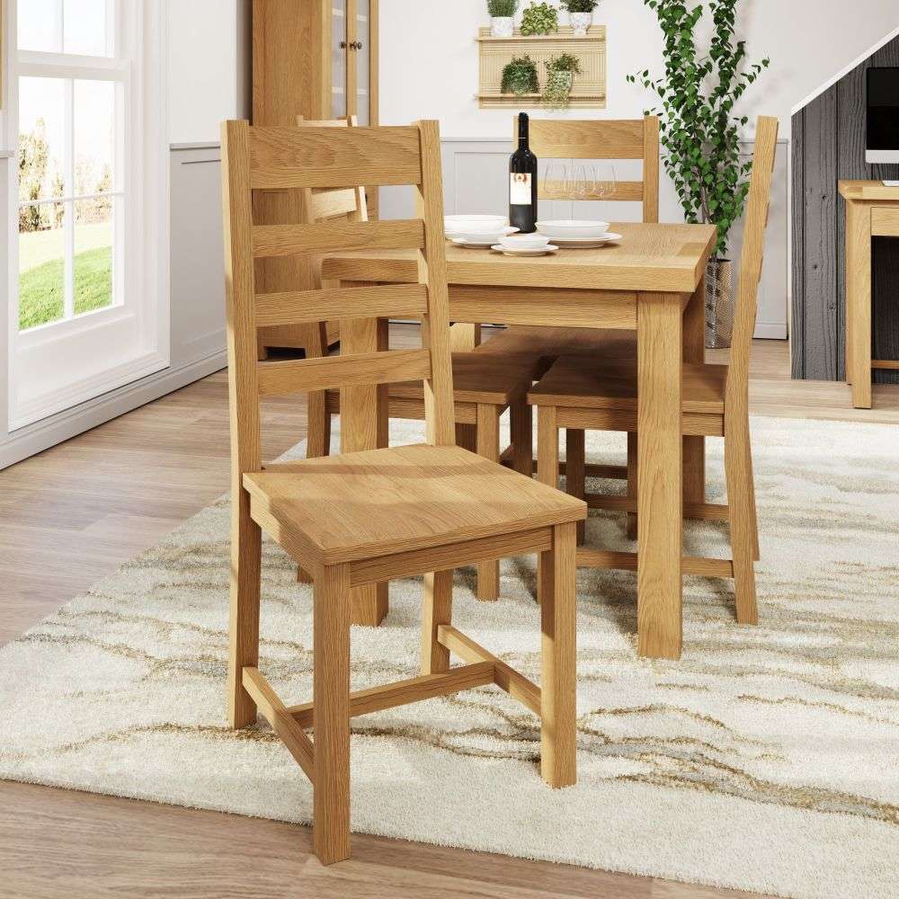 Essentials	CO Dining & Occasional	Ladder Back Chair Wooden Seat Medium Oak finish