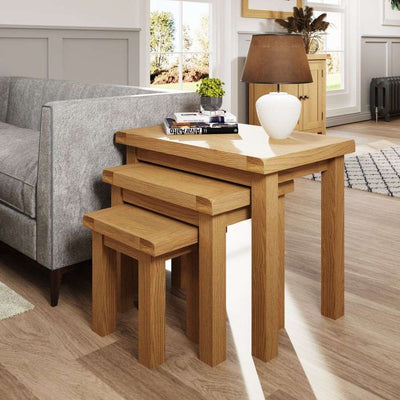 Essentials	CO Dining & Occasional	Nest Of 3 Tables Medium Oak finish