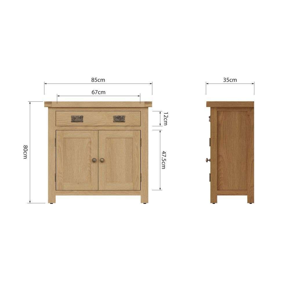 Essentials	CO Dining & Occasional	Small 2 Door 1 Drawer Sideboard Medium Oak finish