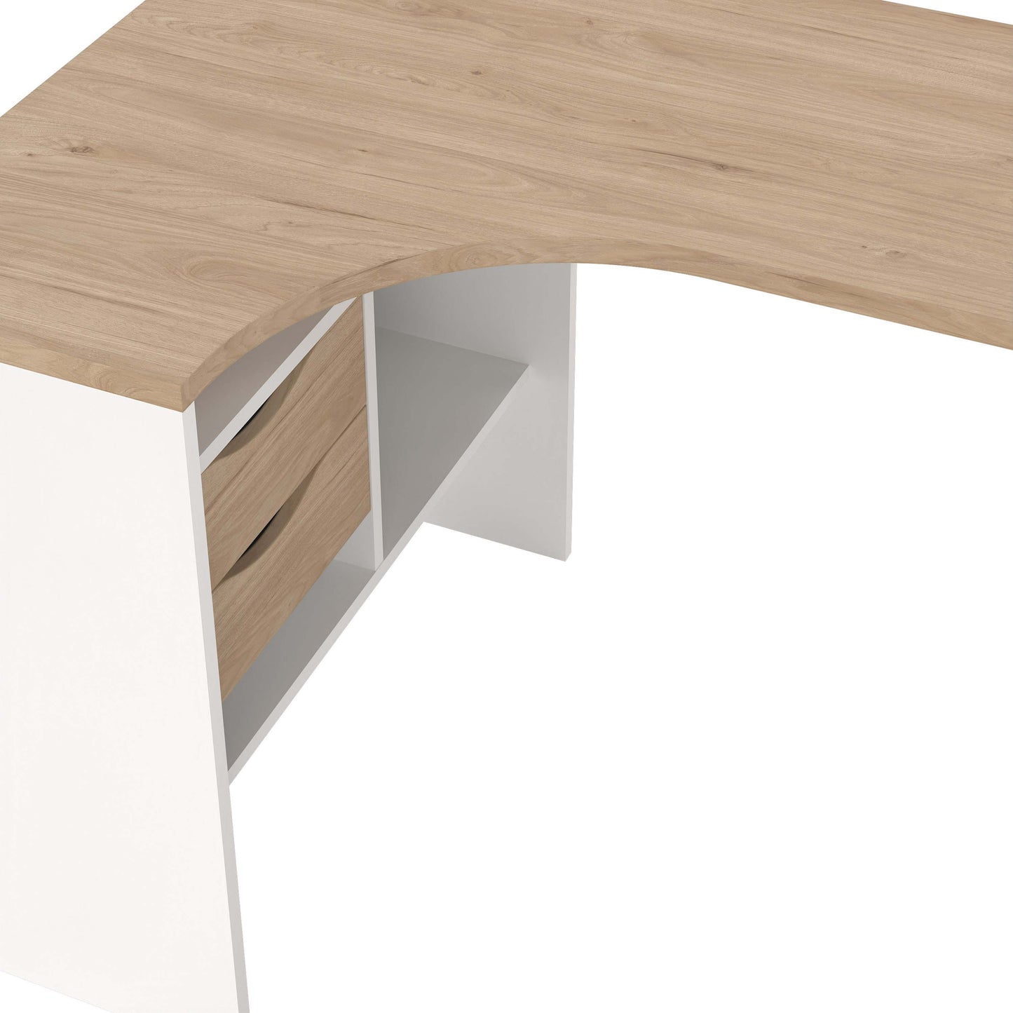 Function Plus Corner Desk - White/Oak - 8011849ak