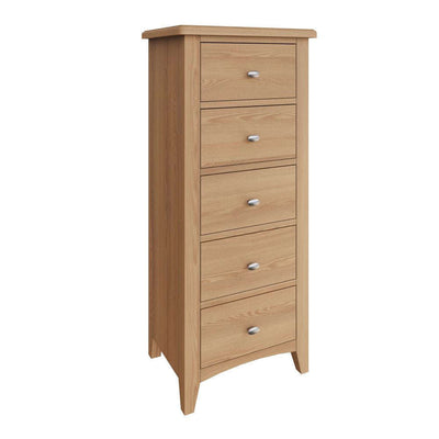 Essentials	GAO Bedroom	5 Drawer Narrow Chest Light oak