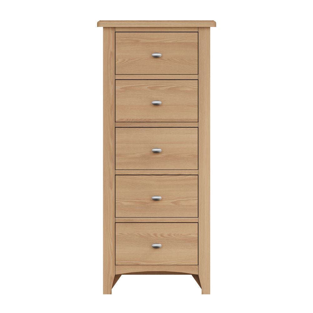 Essentials	GAO Bedroom	5 Drawer Narrow Chest Light oak