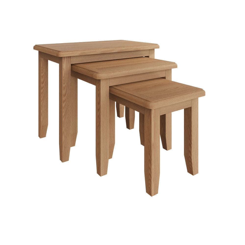 Essentials	GAO Dining & Occasional Nest Of 3 Tables Light oak