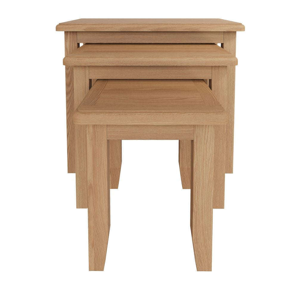 Essentials	GAO Dining & Occasional Nest Of 3 Tables Light oak