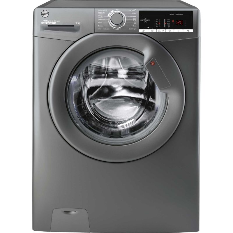 Hoover H-Wash 300 LITE H3W 49TAGG4/1-80 – 9 kg 1400 RPM Smart Freestanding Washing Machine, Graphite – NFC & App Control, Allergy Care, KG Mode