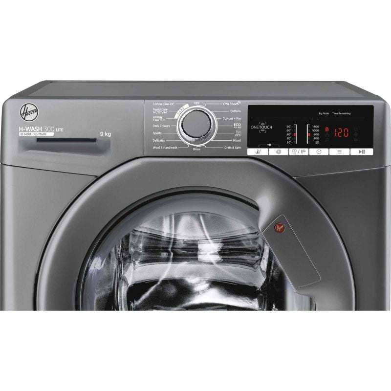 Hoover H-Wash 300 LITE H3W 49TAGG4/1-80 – 9 kg 1400 RPM Smart Freestanding Washing Machine, Graphite – NFC & App Control, Allergy Care, KG Mode