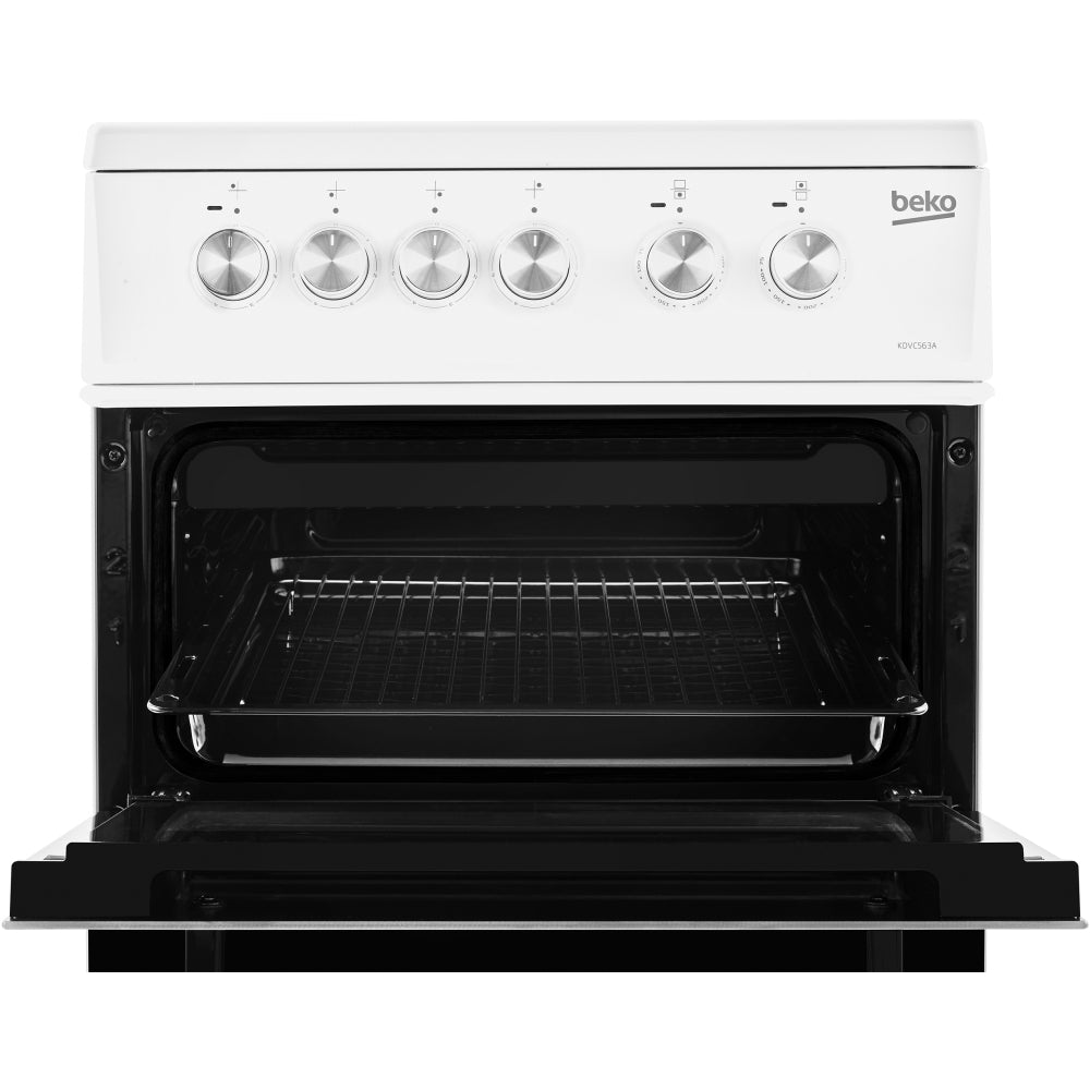 Beko KDVC563AW 50cm Ceramic Electric Cooker – Double Oven, A Rated, Freestanding, White
