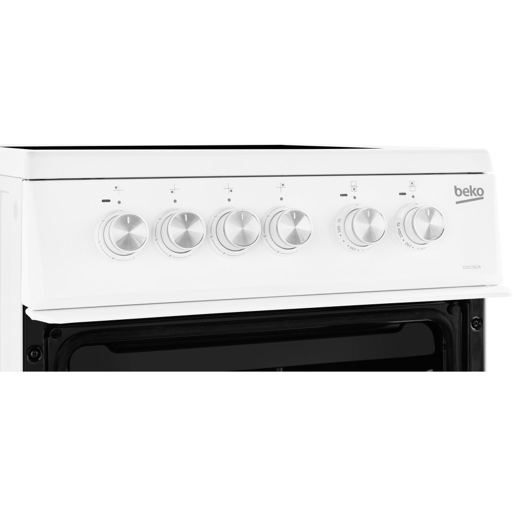 Beko KDVC563AW 50cm Ceramic Electric Cooker – Double Oven, A Rated, Freestanding, White