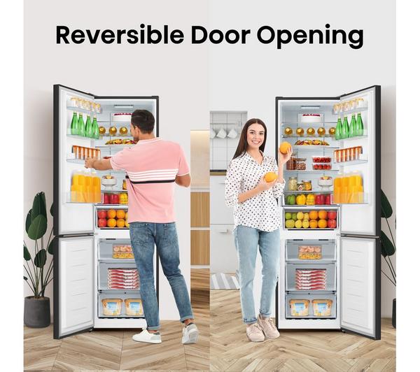 Hisense 60/40 Freestanding Fridge Freezer – RB435N4BFE, 336L, Frost Free, Black Stainless Steel