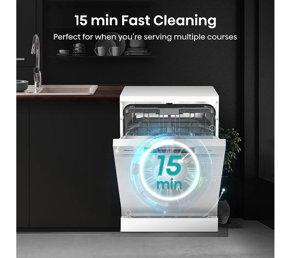 Hisense Full-Size Freestanding Dishwasher – HS643D60WUK, 13 Place Settings, White