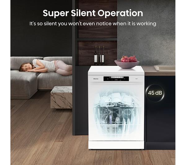 Hisense Full-Size Freestanding Dishwasher – HS643D60WUK, 13 Place Settings, White