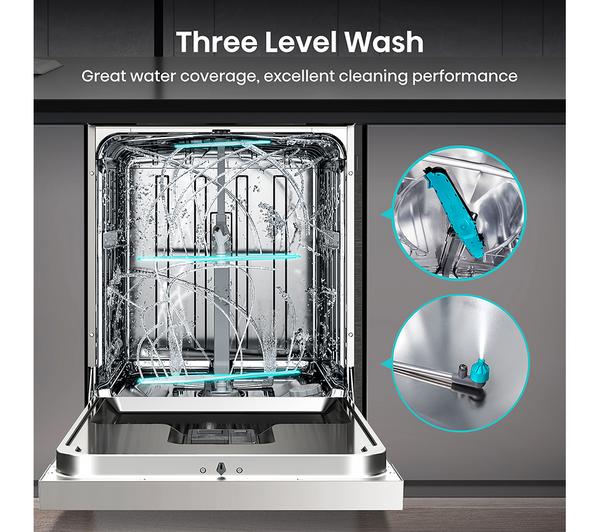 Hisense Full-Size Freestanding Dishwasher – HS643D60WUK, 13 Place Settings, White