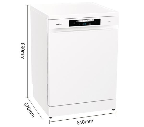 Hisense Full-Size Freestanding Dishwasher – HS643D60WUK, 13 Place Settings, White