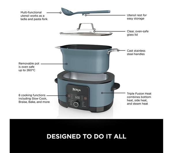 Ninja Foodi PossibleCooker 8-in-1 Slow Cooker (Sea Salt Grey) – Model MC1001UK