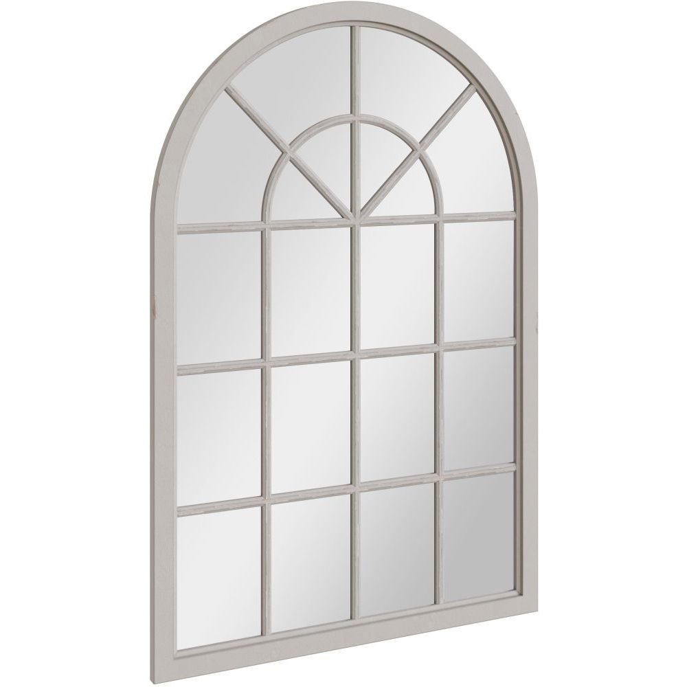 Essentials	Mirror Collection Small Arched Window Mirror Distressed Grey