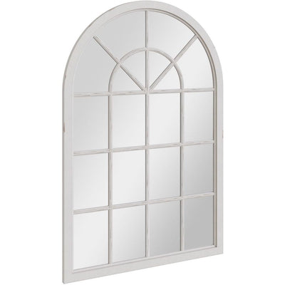 Essentials	Mirror Collection Small Arched Window Mirror Distressed White