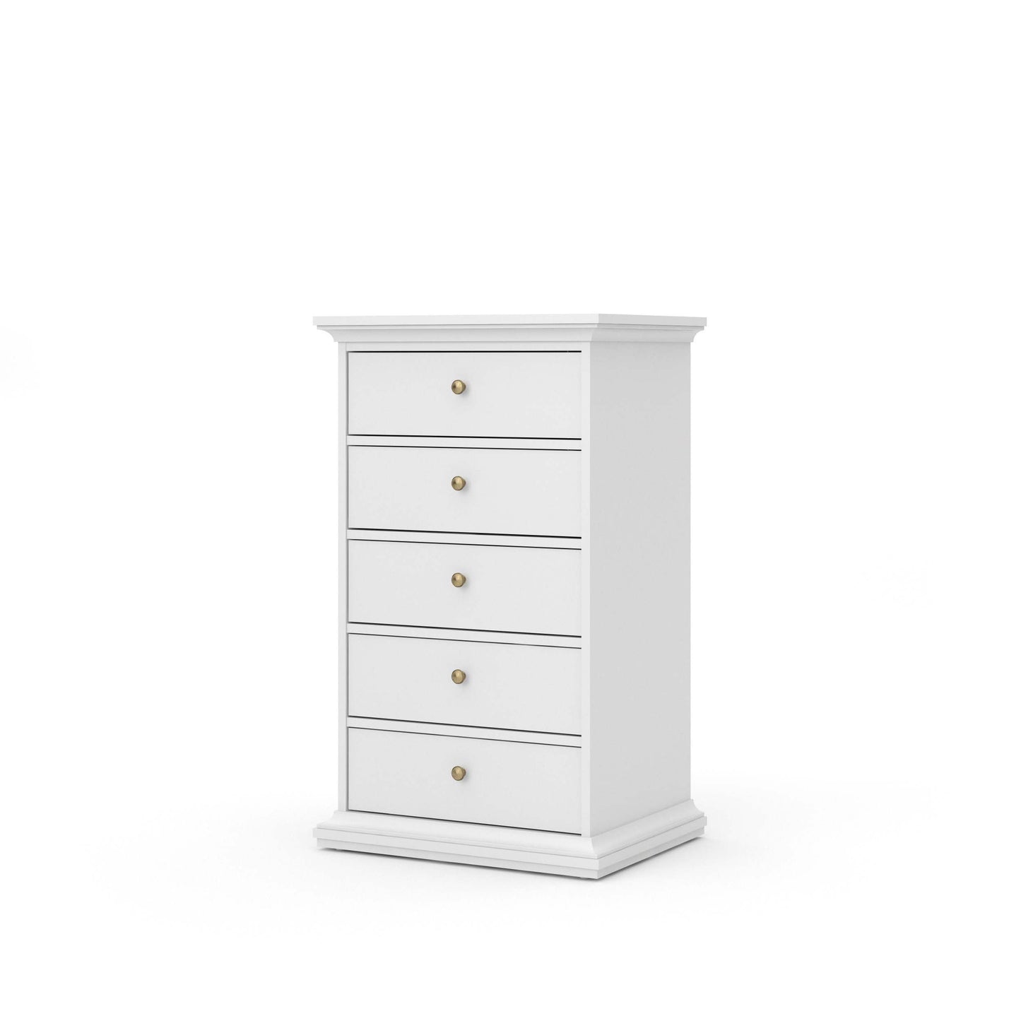 Paris Chest of 5 Drawers - White