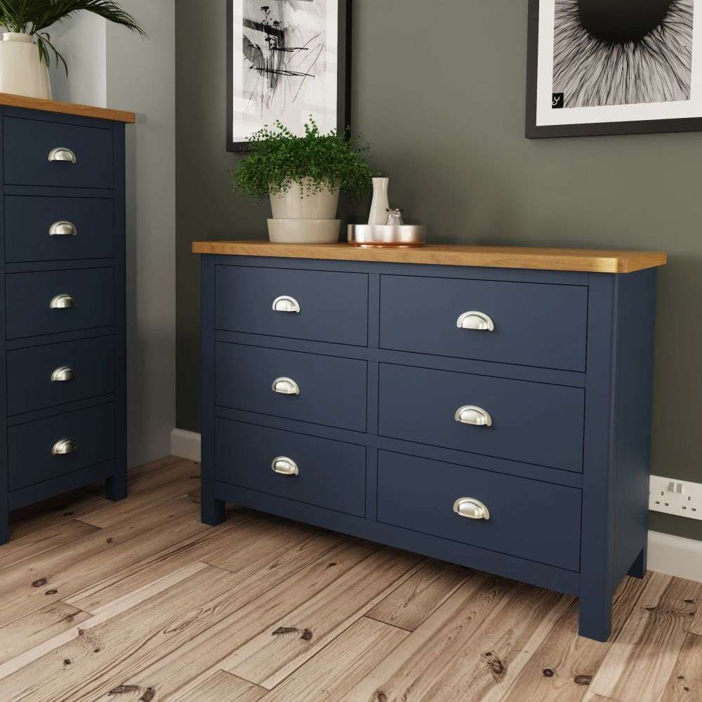 Essentials	RA Bedroom Blue 6 Drawer Chest