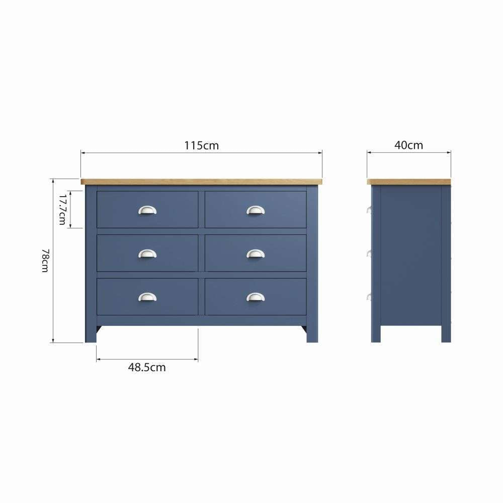 Essentials	RA Bedroom Blue 6 Drawer Chest