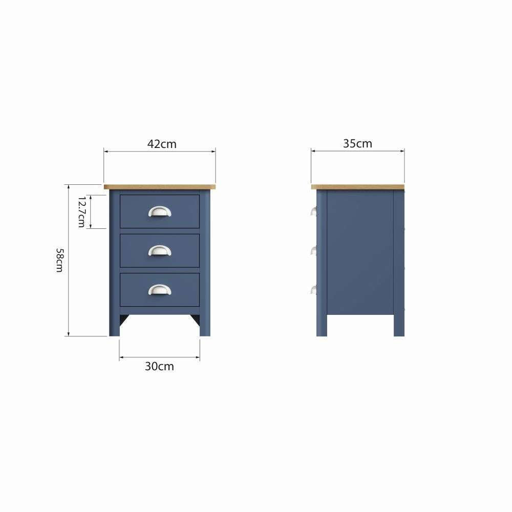 Essentials	RA Bedroom Blue 3 Drawer Bedside