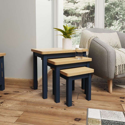 Essentials	RA Dining Blue Nest Of 3 Tables