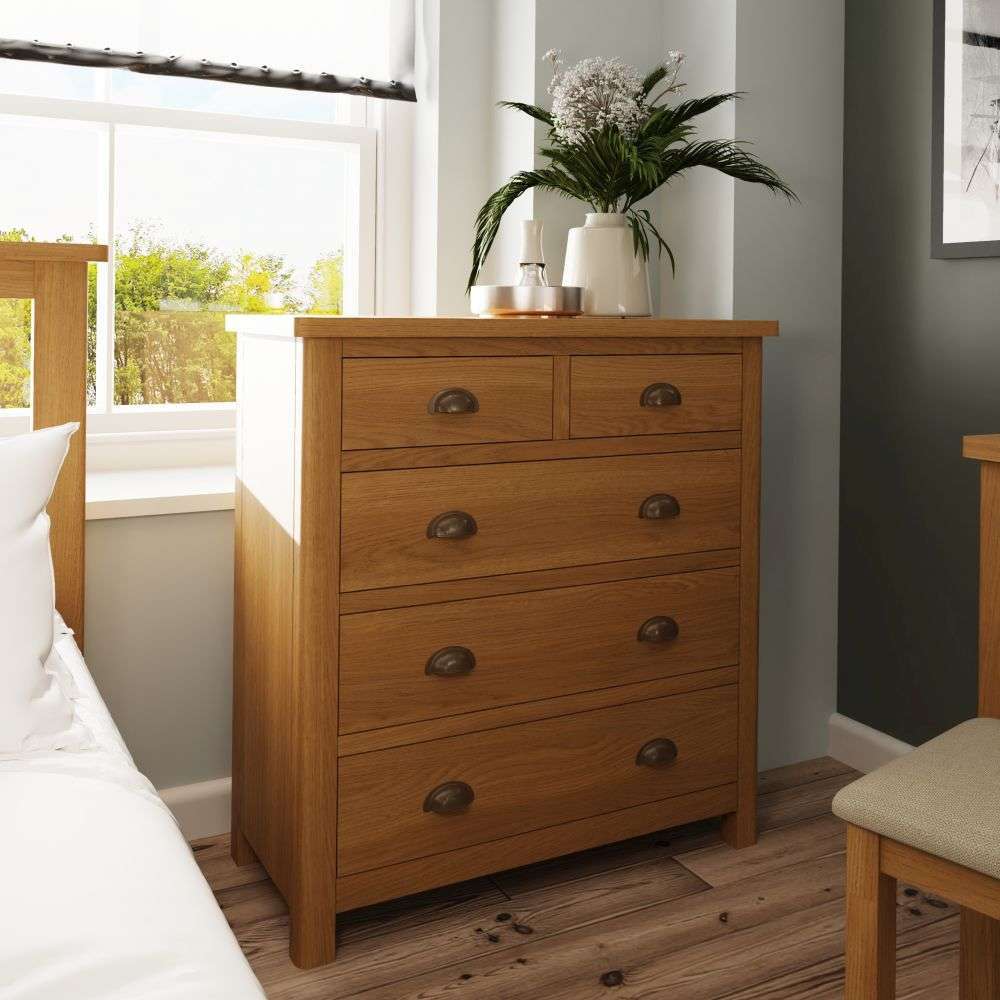Essentials	RAO Bedroom	2 Over 3 Chest Rustic Oak