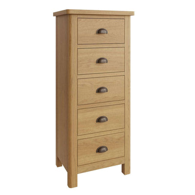 Essentials	RAO Bedroom	5 Drawer Narrow Chest Rustic Oak