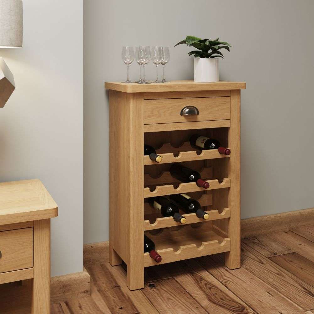 Essentials	RAO Dining Wine Cabinet Rustic Oak