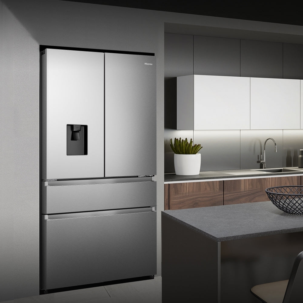 Hisense RF749N4SWSE American Fridge Freezer – Stainless Steel | Non-Plumbed Water Dispenser | Total No Frost | E Energy Rated | Premium Side-by-Side Design