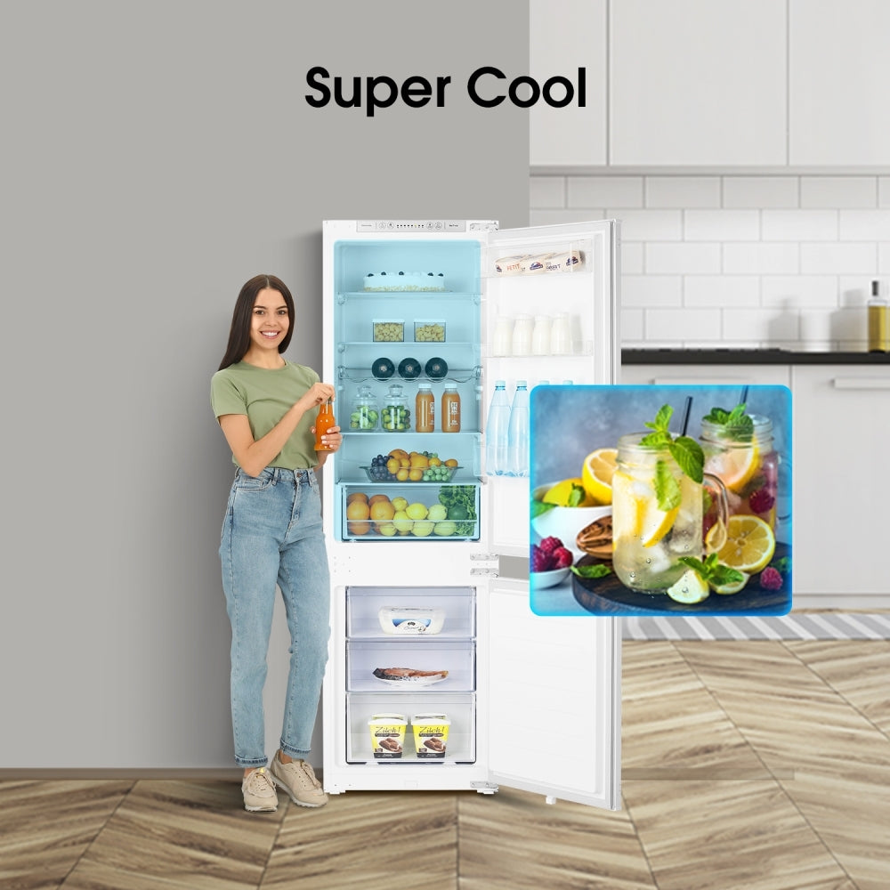 Hisense RIB312F4AWE 177cm High 70/30 Integrated Frost Free Fridge Freezer with Sliding Door Fixing Kit - White - E Rated