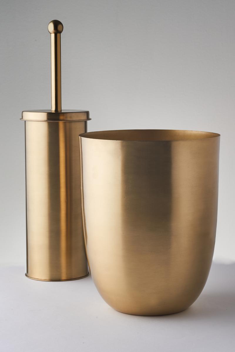 OurHouse Toilet Brush and Bin Set Brass